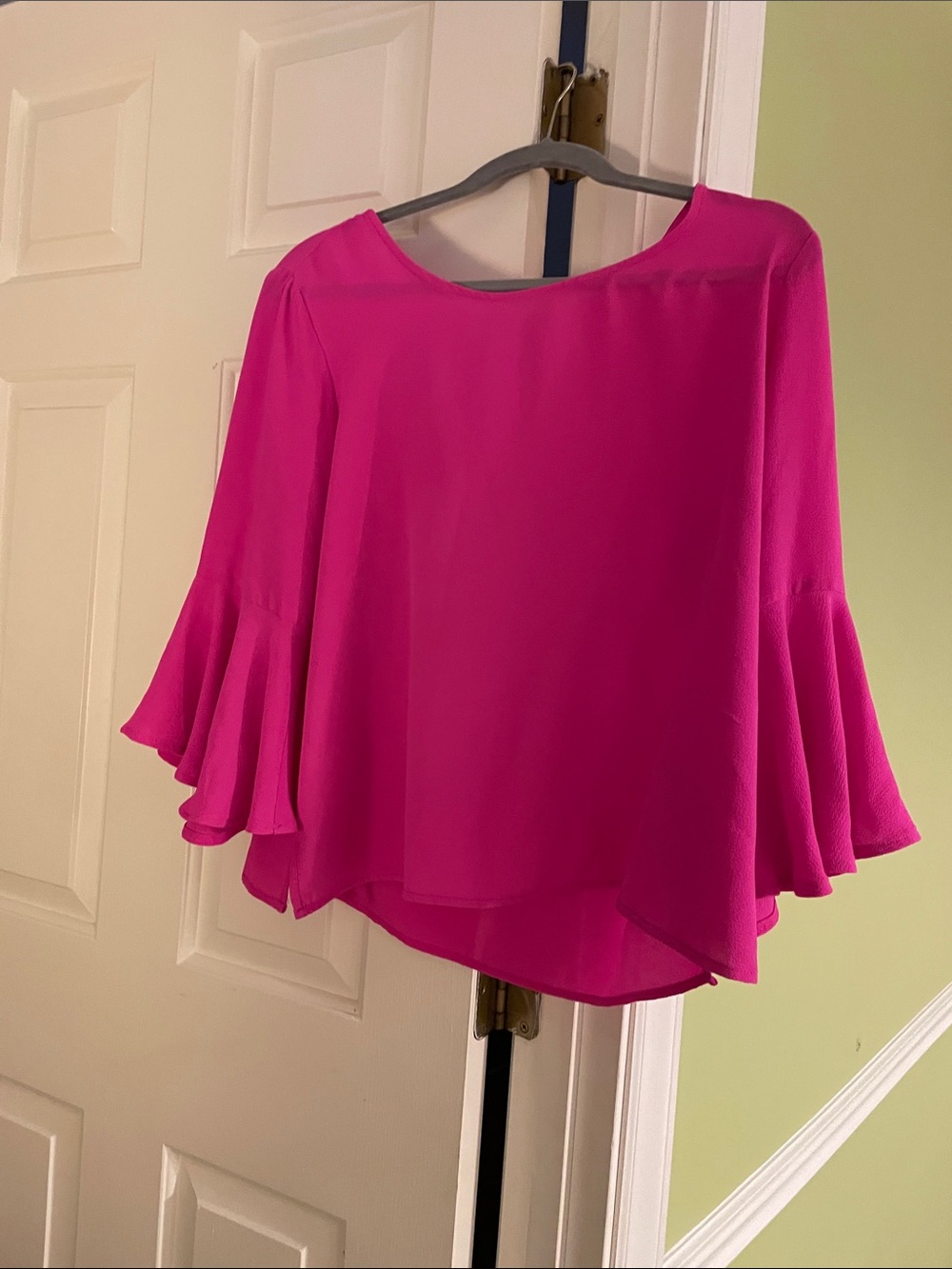 Vince Camuto Fuchsia Ruffle Bell Sleeve Blouse